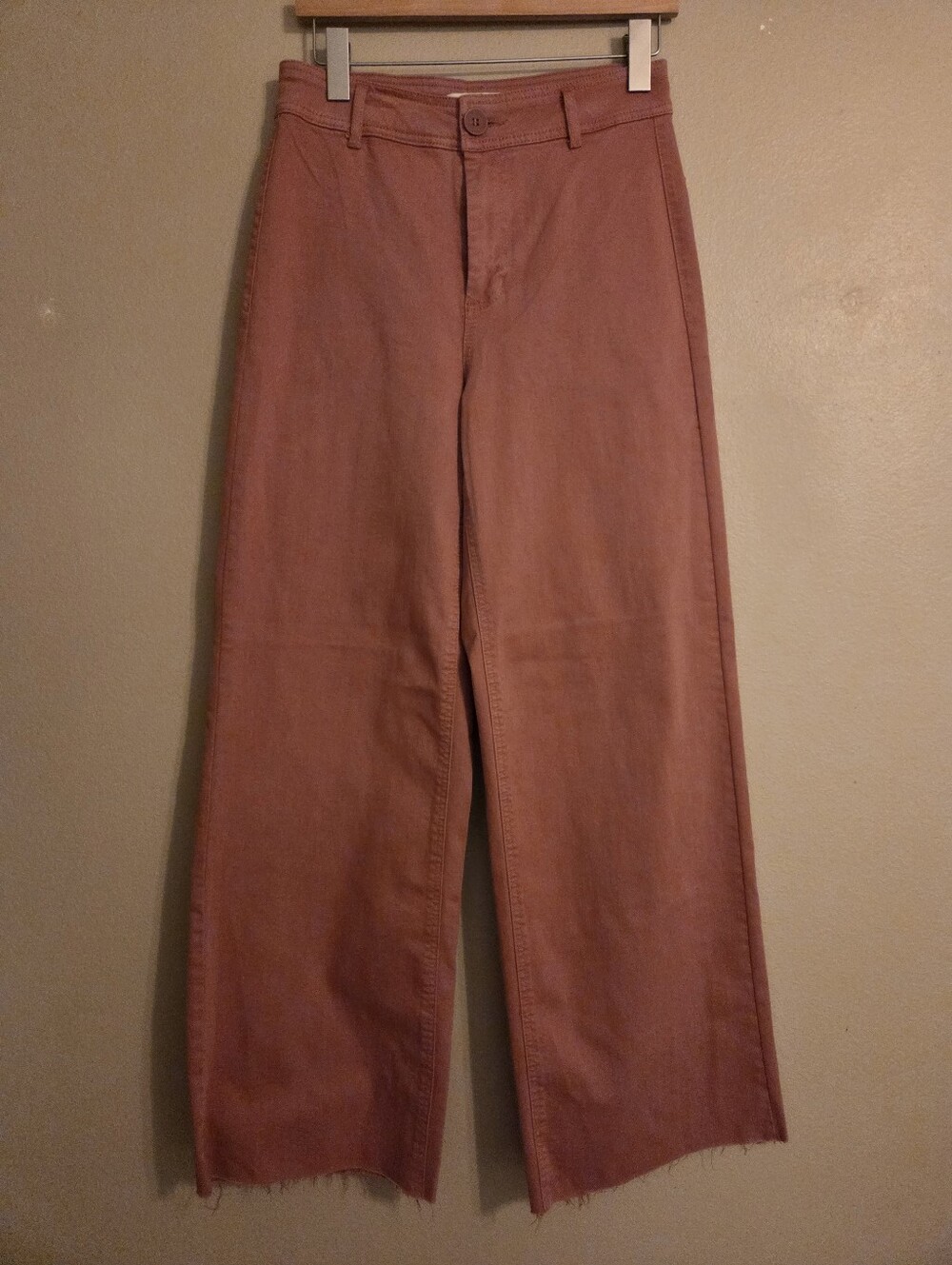 OAT New York Mauve High Waist Wide-Leg Raw Hem Boho Denim Jeans Women's Size 28